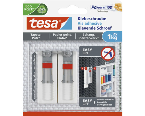 TESA Powerstrips klevende schroef verstelbaar voor behang & pleisterwerk 1 kg 2 stuks