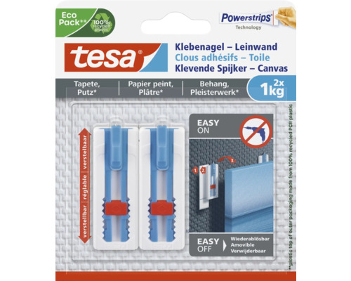 TESA Powerstrips klevende spijker voor canvas op behang & pleisterwerk 1 kg 2 stuks