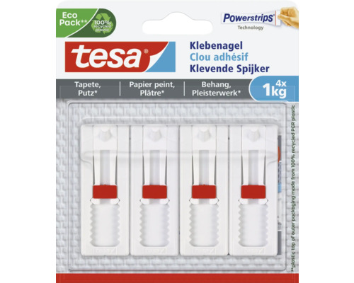 TESA Powerstrips klevende spijker verstelbaar voor behang & pleisterwerk 1 kg 4 stuks