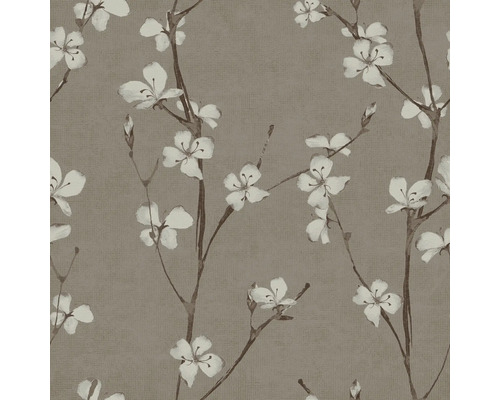 Vliesbehang 124262 Jade Flowers bloemen taupe Behang met bloemmotief