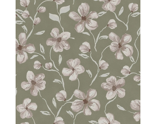 Vliesbehang 124263 Sophie Taupe bloemen groen Behang met bloemmotief
