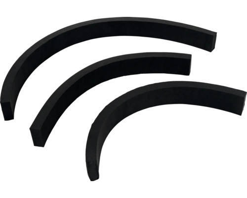 Drie gebogen afdichtringen