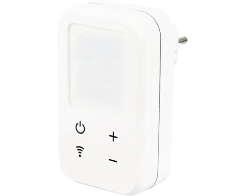 Witte, stekkerklare tijdschakelaar met wifi-functie voor het bedienen van elektronische apparaten