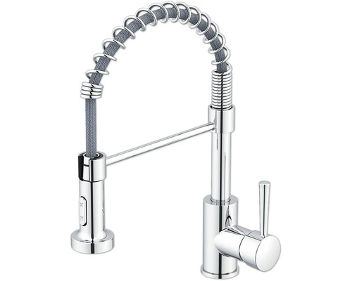 Keukenkraan met draaibare uitloop en spiraalveer