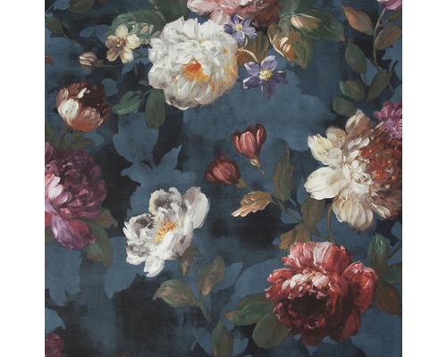SUPERFRESCO EASY Vliesbehang 108623 bloemen donkerblauw Behang met bloemmotief en rozen
