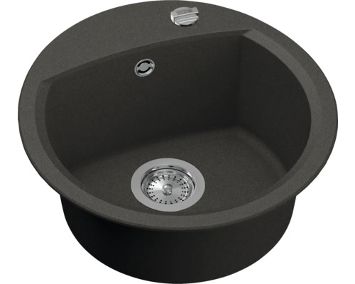 Granieten spoelbak met ronde bak en afvoergarnituur