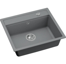 Grijze composiet spoelbak met afvoergarnituur