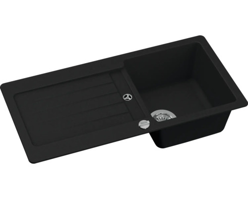 Zwarte gootsteen met afdruiprek