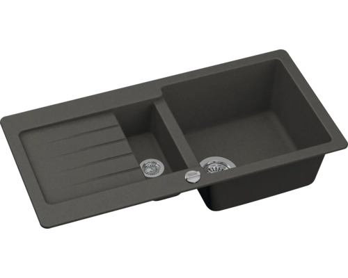 Keukenspoelbak met afdruipvlak en twee wasbakken