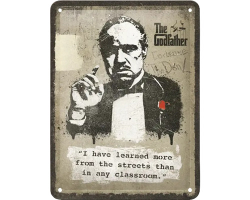 Metalen bord met de opdruk van de film The Godfather