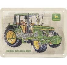 Decoratief metalen bord met tractorafbeelding en John Deere logo