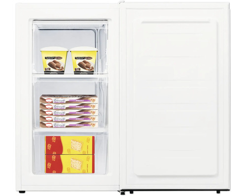 Vriezer met etenswaren zoals ijs, pizza en groenten