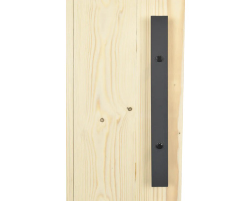 Houten deur met zwarte deurgreep