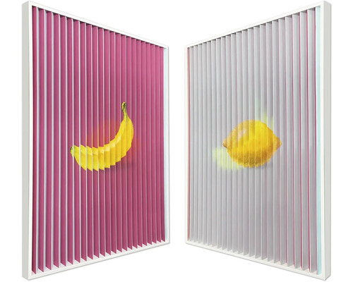 Schilderij met lijst Duo foto banaan/citroen 70x100 cm