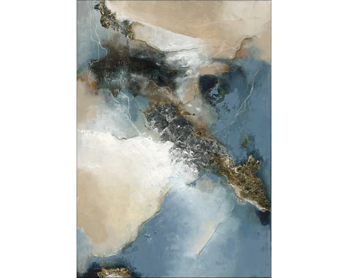 Abstract schilderij met blauwe en bruine tinten