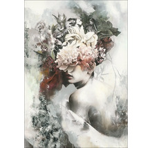 Schilderij van een vrouw met bloemen in haar haar