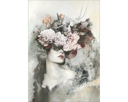 Geschilderde afbeelding van een vrouw met bloemen