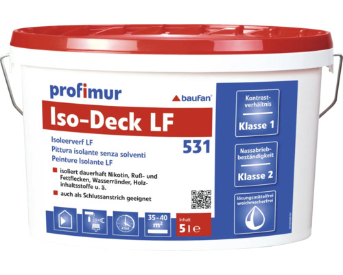 PROFIMUR Iso-dek LF 531 isolerende muurverf 5 l wit Emmer Profimur Iso-Deck LF isolerende verf, 5 liter