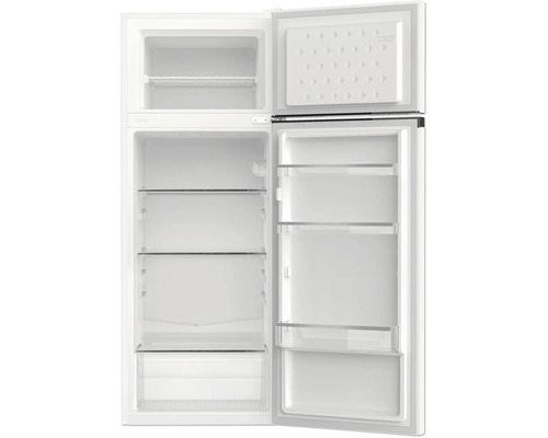 Open, lege koelkast met vriesvak bovenaan