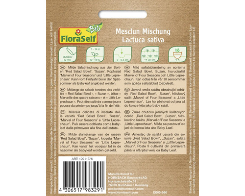 FloraSelf Mesclun Mischung Sla Lactuca sativa zadenpakket