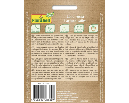 FloraSelf Lollo rossa Lactuca sativa zaadverpakking