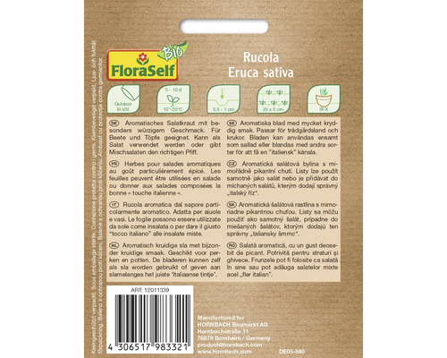 Rucola zaadverpakking van de soort Eruca sativa van FloraSelf