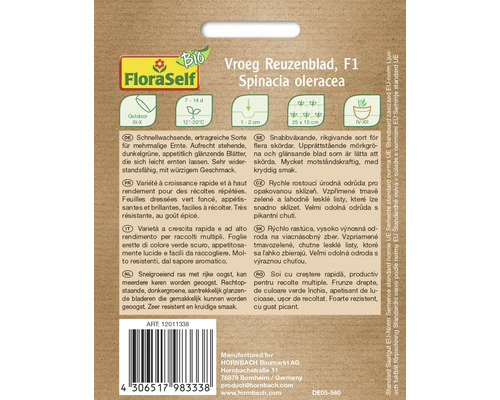 Zaadverpakking voor Spinacia oleracea Reuzenblad, geschikt voor buitenteelt