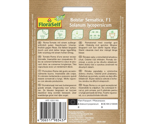 FloraSelf logo, Bolstar Sensatica F1 Solanum lycopersicum