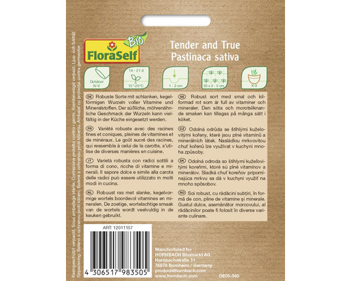 FloraSelf Logo Tender and True Pastinaca sativa Zaadpakket