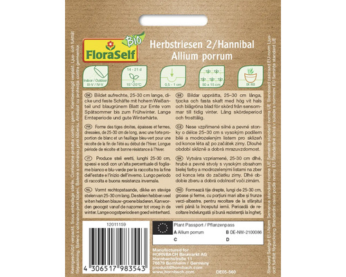 FloraSelf Bio Herbstriesen 2/Hannibal Allium porrum productverpakking