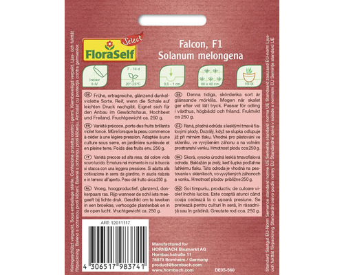 Falcon F1 Aubergine zaad van de soort Solanum melongena van FloraSelf