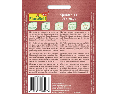 FloraSelf Sprinter F1 suikermaïs zaadverpakking