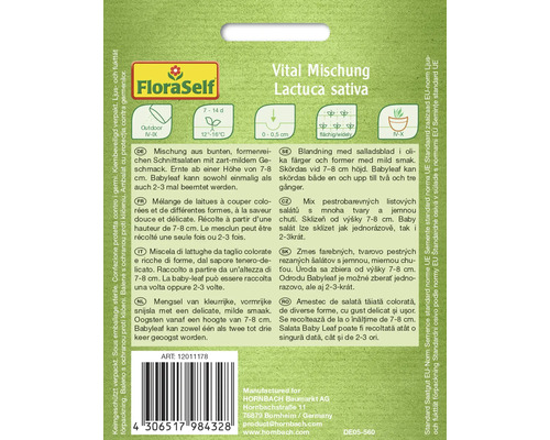 FloraSelf Vital Mischung Lactuca sativa zaadpakket