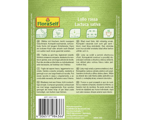 Zaadverpakking van Lollo Rossa met informatie over teelt en oogst