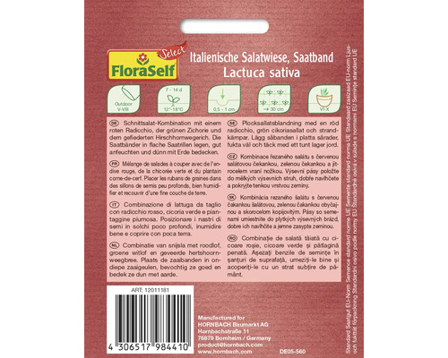 Italiaanse slamelange zaadlint met roodlof, witlof en hertshoornweegbree