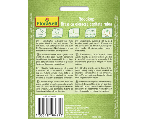 FloraSelf Rode kool Brassica oleracea capitata rubra zaadverpakking