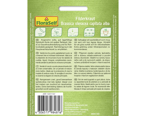 Zaadpakket Filderkraut, Brassica oleracea capitata alba van FloraSelf