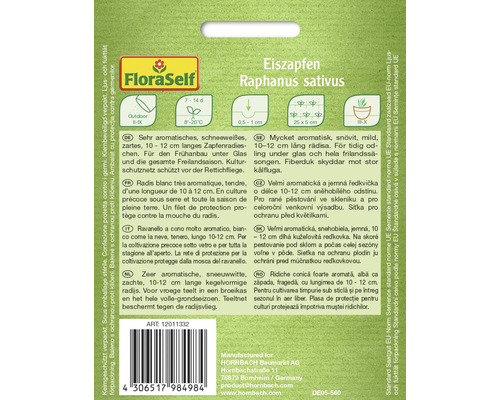 Verpakking radijszaadjes van het type Eiszapfen Raphanus sativus