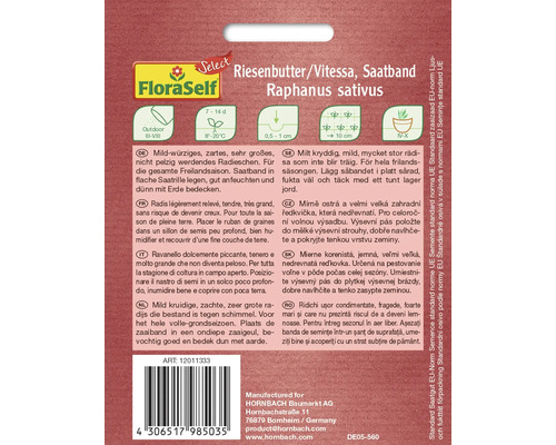 Radijszaadlint van het ras Riesenbutter/Vitessa van FloraSelf