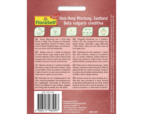 FloraSelf Hula Hoop mix zaadlint met verschillende rode biet soorten