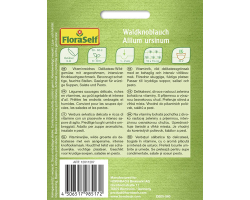 Verpakking voor wilde knoflook van het merk FloraSelf