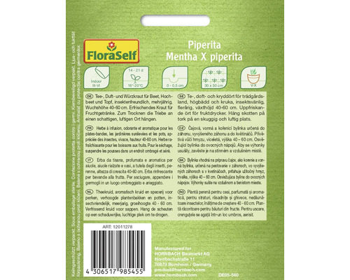 FloraSelf Pepermunt Mentha X piperita zadenverpakking
