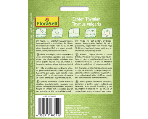 Verpakking Echte tijm, meerjarig, hoogte 10 tot 20 cm