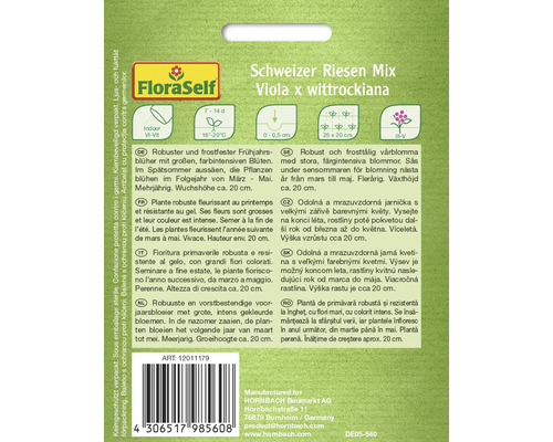 Zaadpakket Zwitserse Reuzenmix Viola x wittrockiana