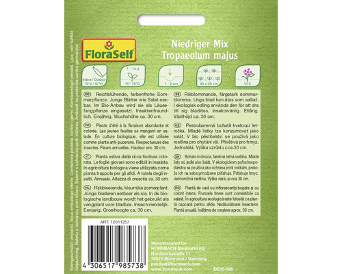 Niedriger Mix Tropaeolum majus zomerbloemzaden van FloraSelf