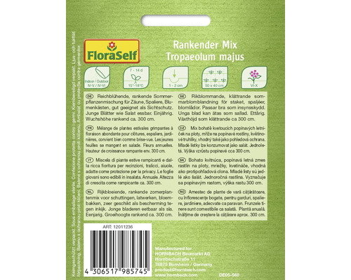 FloraSelf Klimmende mix Tropaeolum majus zaadverpakking