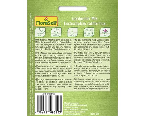 Zaadpakket Goldmohn Mix Eschscholzia californica met informatie over zaaien, standplaats en groei
