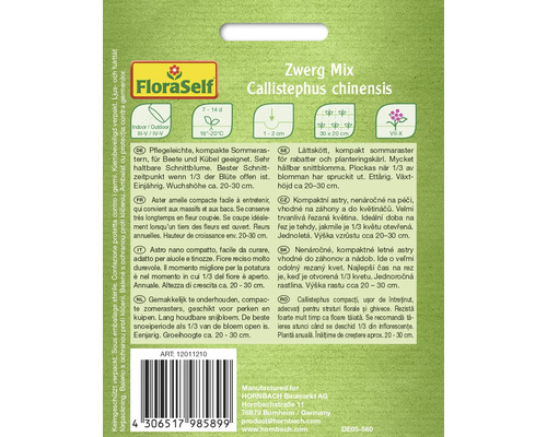 Zwerg Mix Callistephus chinensis zomerasterszaden voor perken en kuipen