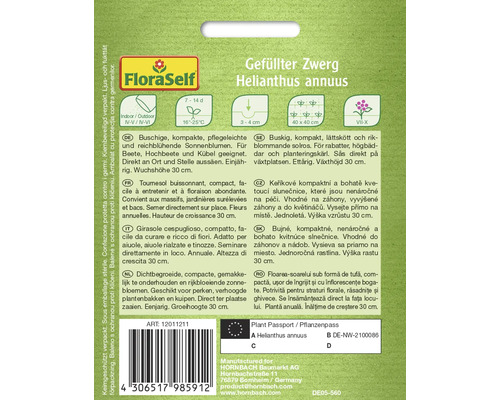 Verpakking van gevulde dwerg Helianthus annuus zaden