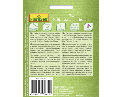 Verpakking van FloraSelf Helichrysum Bracteatum bloemzaden